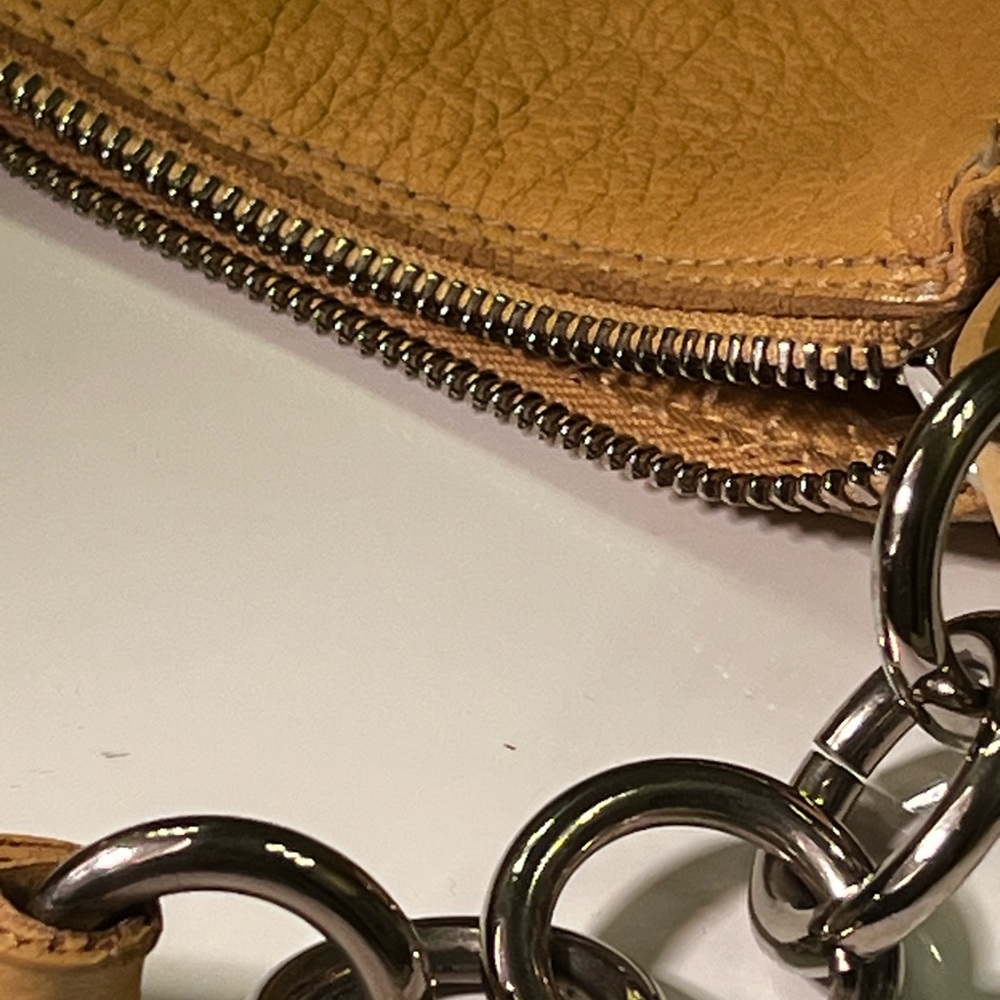 Furla Vintage Buttercup Pebbled Leather Shoulder Bag Hobo 16”x12” Preowned - Picture 7 of 16